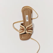 Brown ST Waxy Cube-Embellished Strap Slides