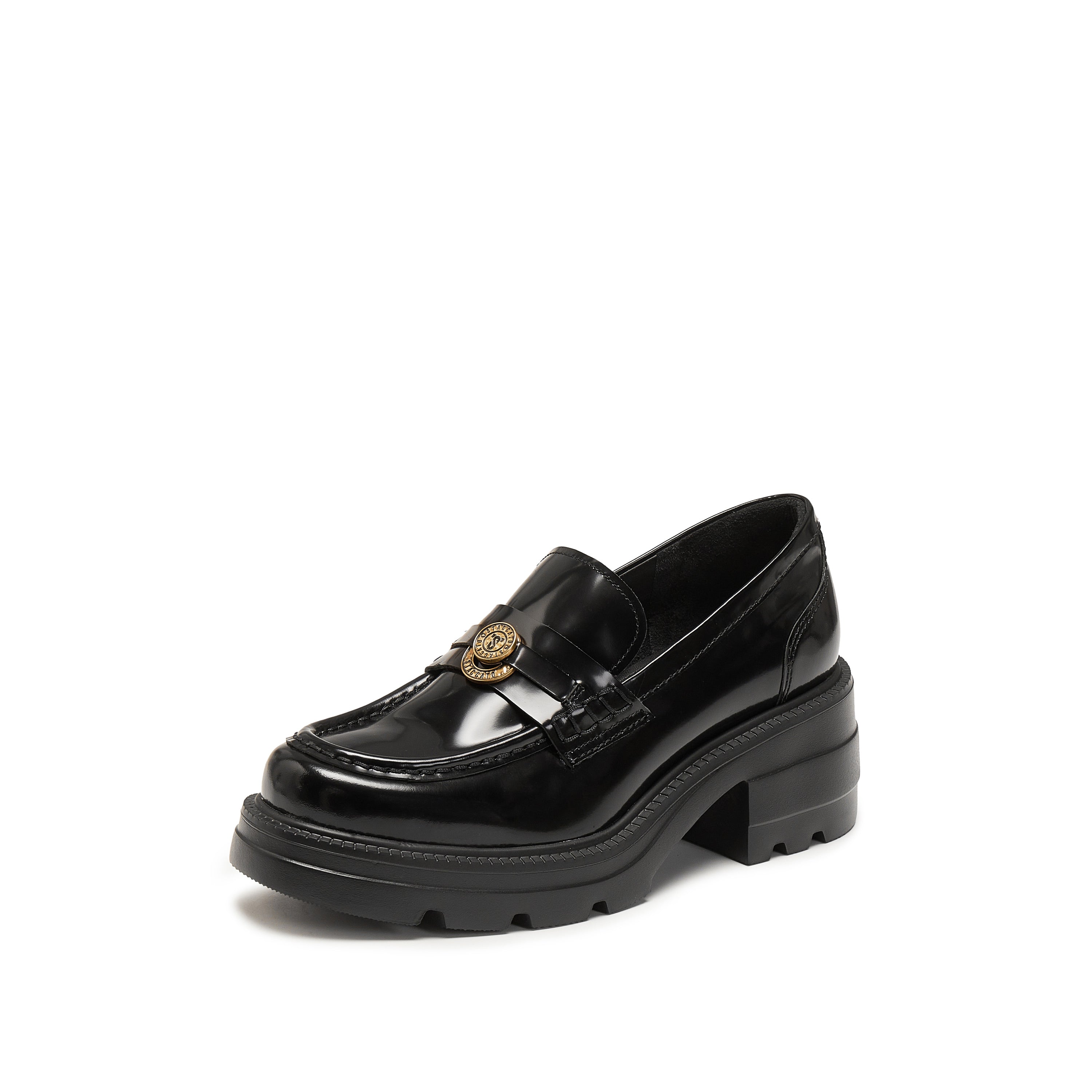 Black ST Lucky Coin Classic Flatform Loafers