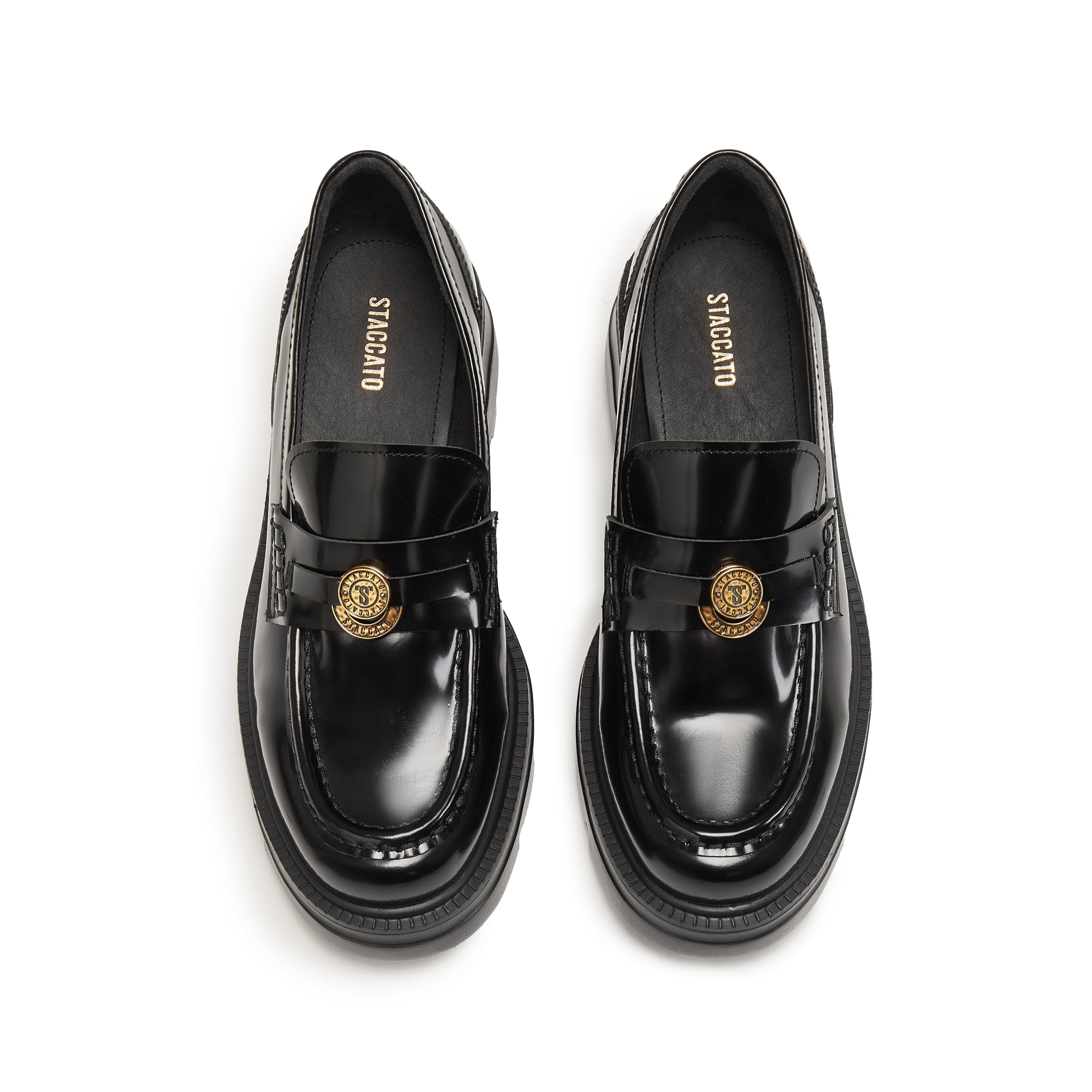 Black ST Lucky Coin Classic Flatform Loafers