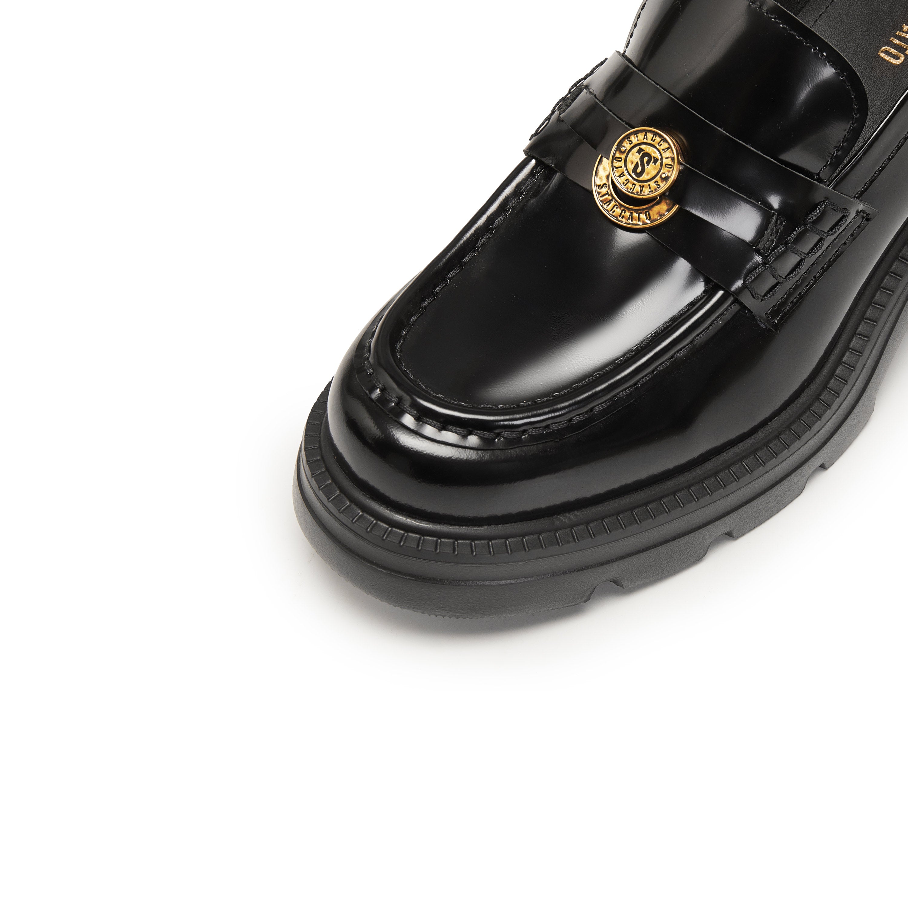 Black ST Lucky Coin Classic Flatform Loafers