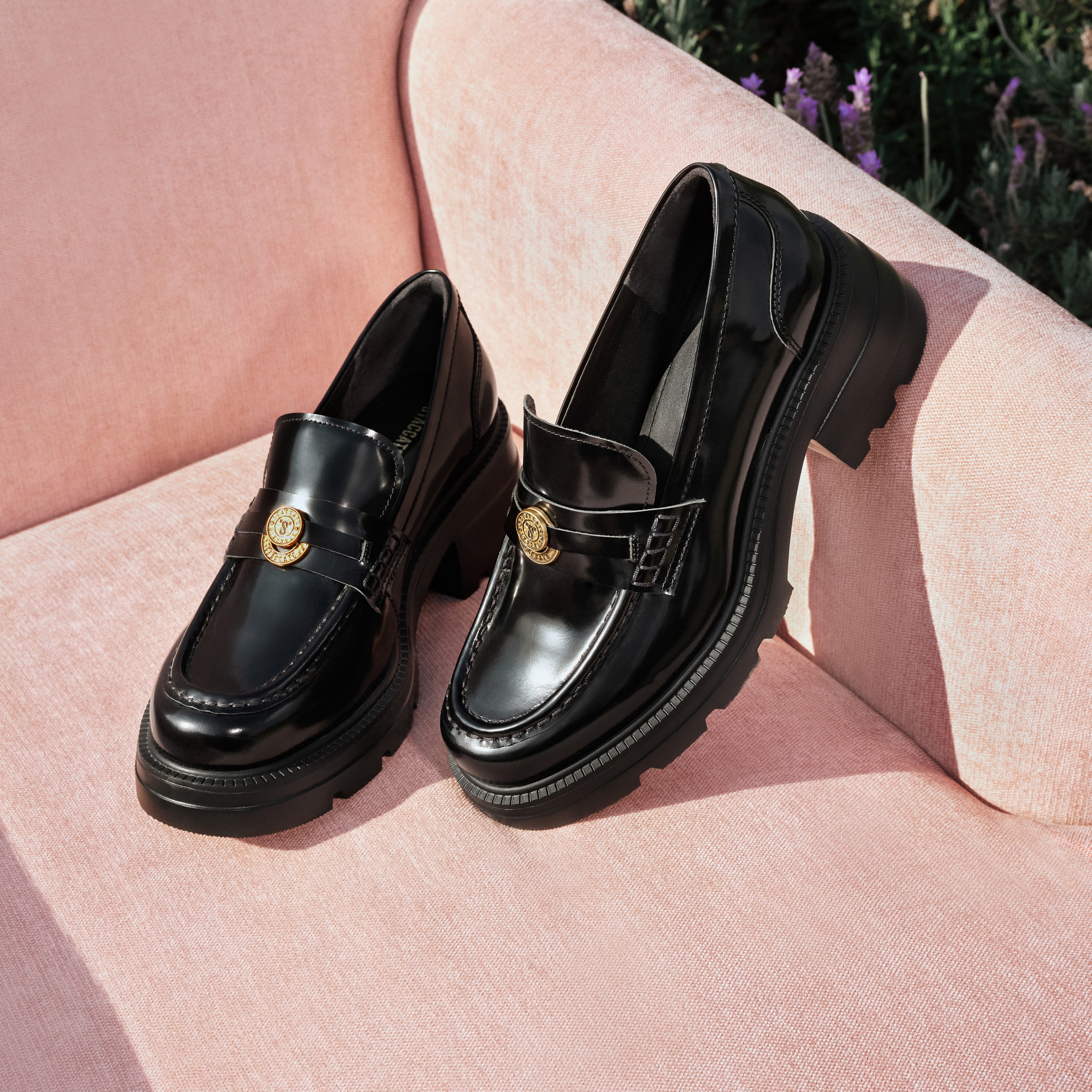 Black ST Lucky Coin Classic Flatform Loafers