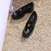 Black ST Lucky Coin Classic Flatform Loafers