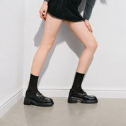 Black ST Lucky Coin Classic Flatform Loafers
