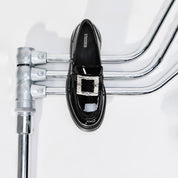 Black Crystal Square Buckle Flatform Loafers