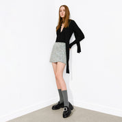 Black Crystal Square Buckle Flatform Loafers