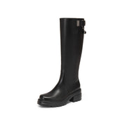 Black Buckle Under Knee Platform Riding Boots