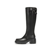 Black Buckle Under Knee Platform Riding Boots