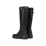 Black Buckle Under Knee Platform Riding Boots
