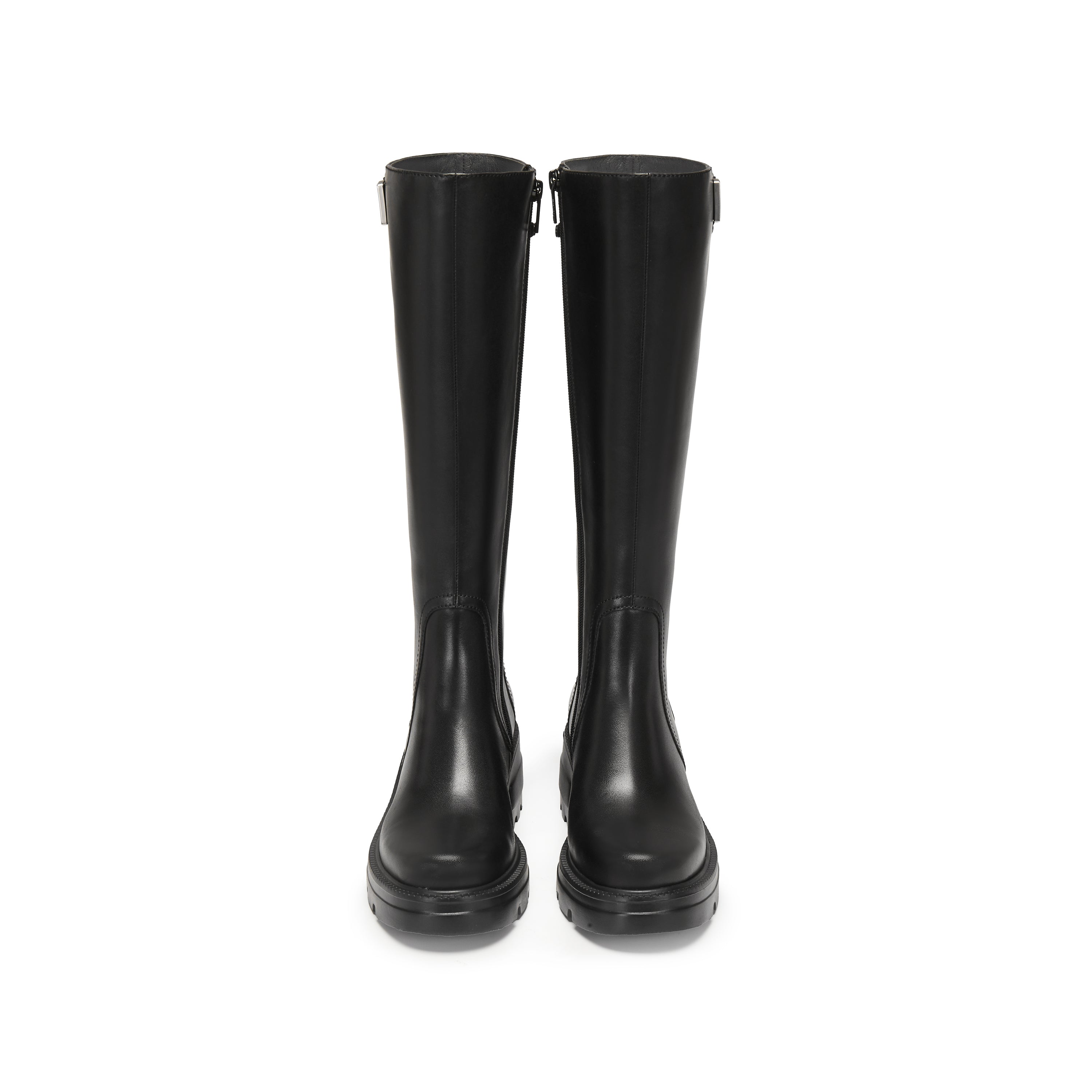 Black Buckle Under Knee Platform Riding Boots