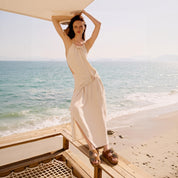 Taupe Suede Crystal Fireworks Double Strap Sandals