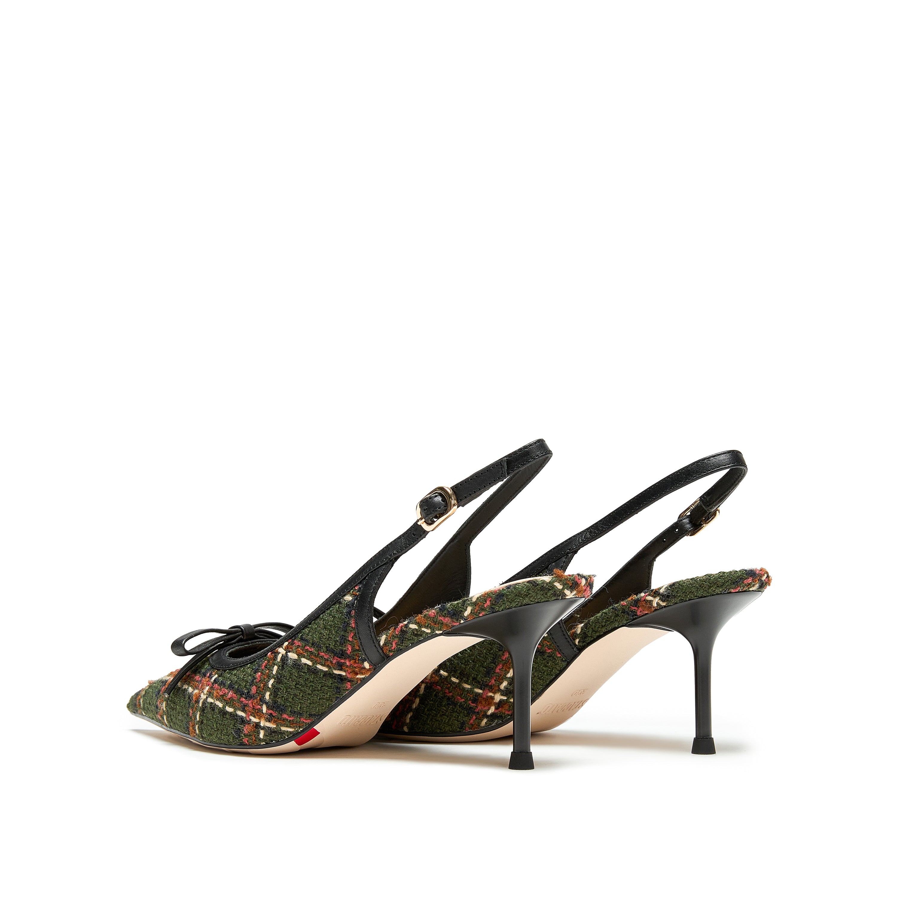 Plaid Slingback Bow Heels