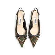 Plaid Slingback Bow Heels