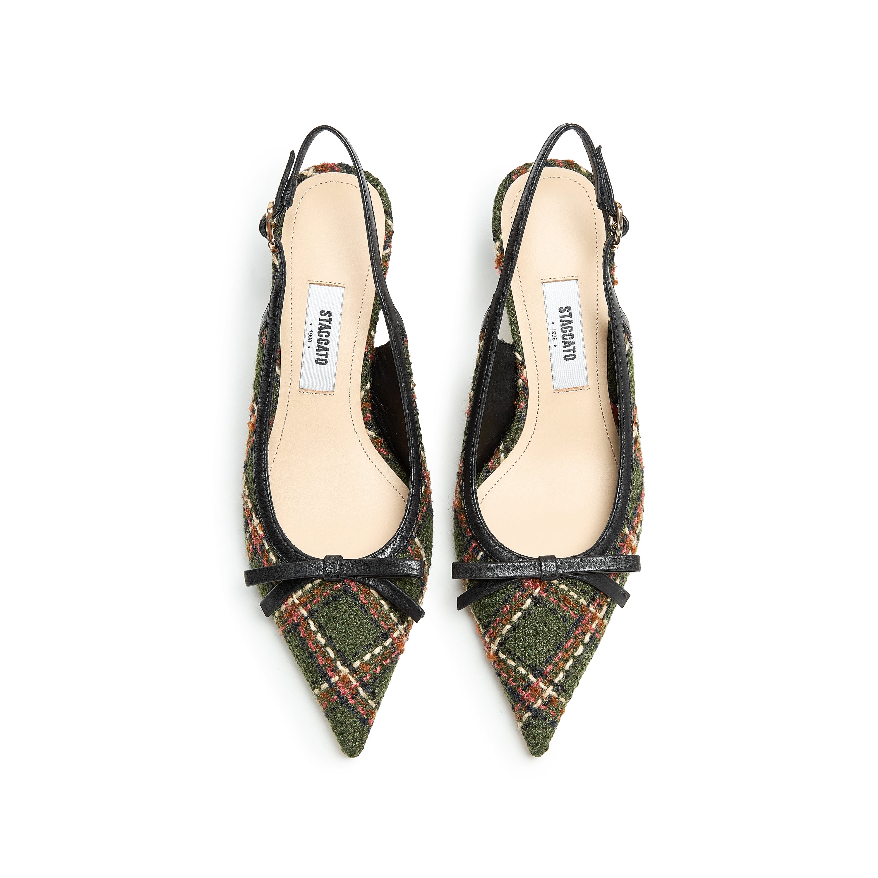 Plaid Slingback Bow Heels