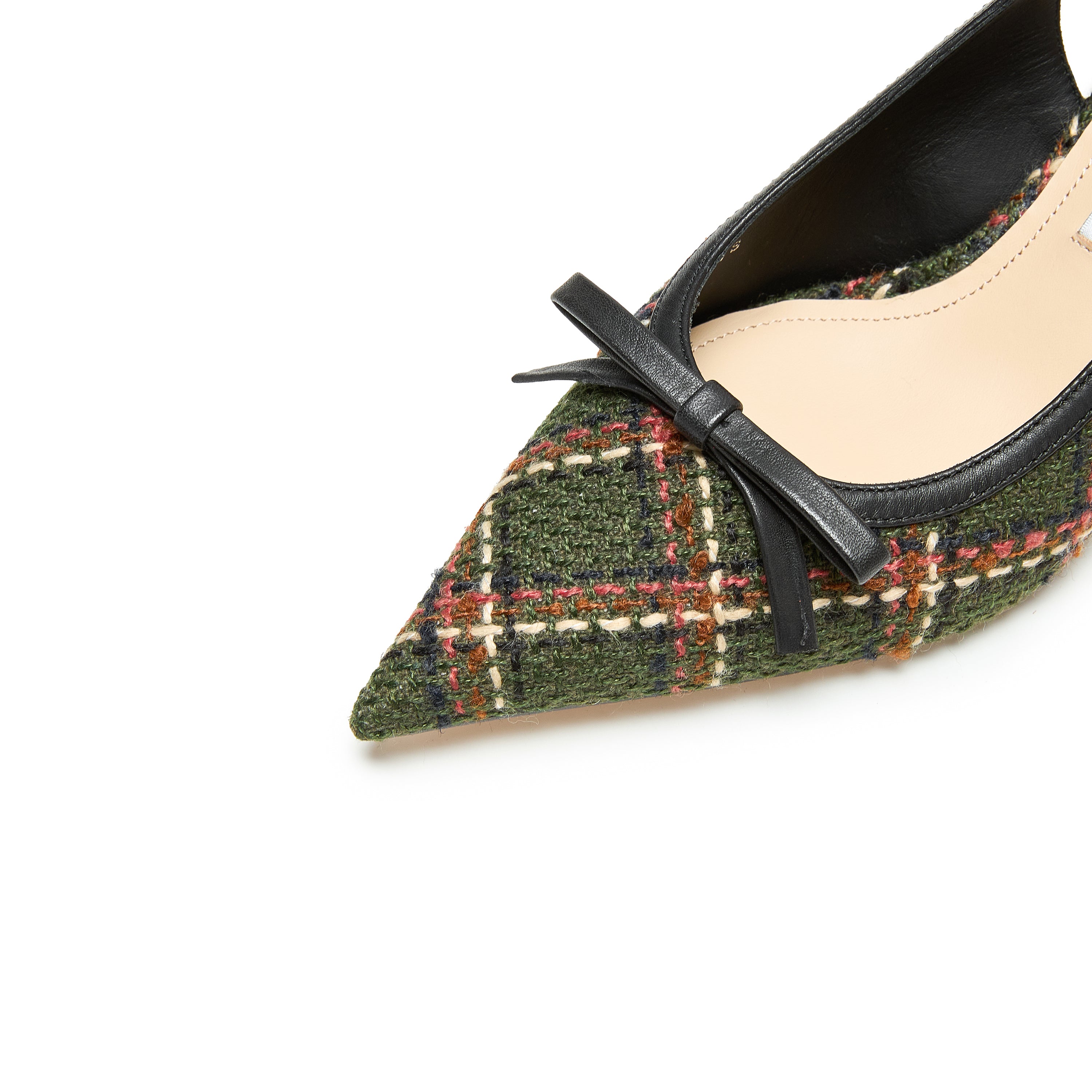 Plaid Slingback Bow Heels