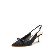 Black Slingback Bow Heels