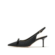 Black Slingback Bow Heels