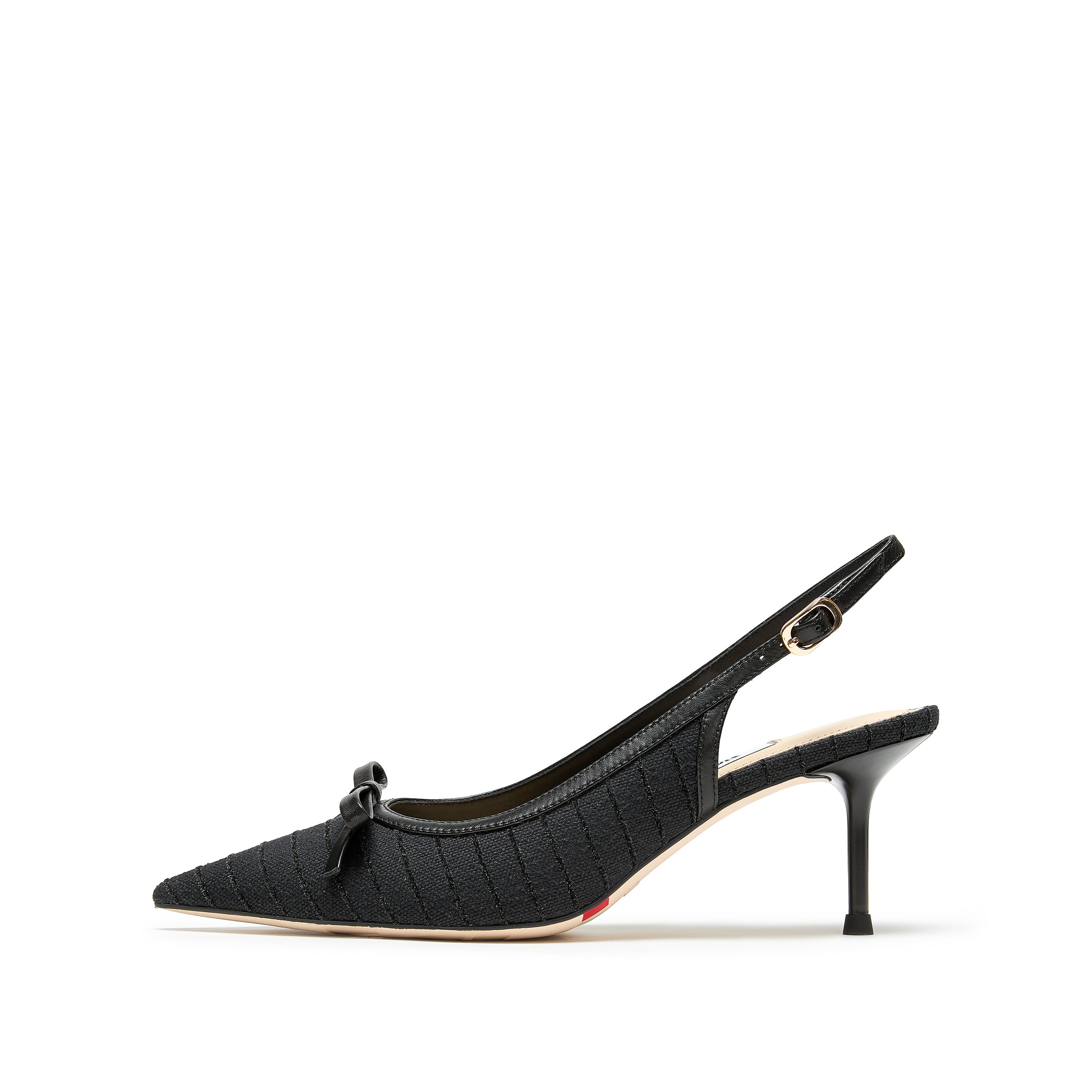 Black Slingback Bow Heels