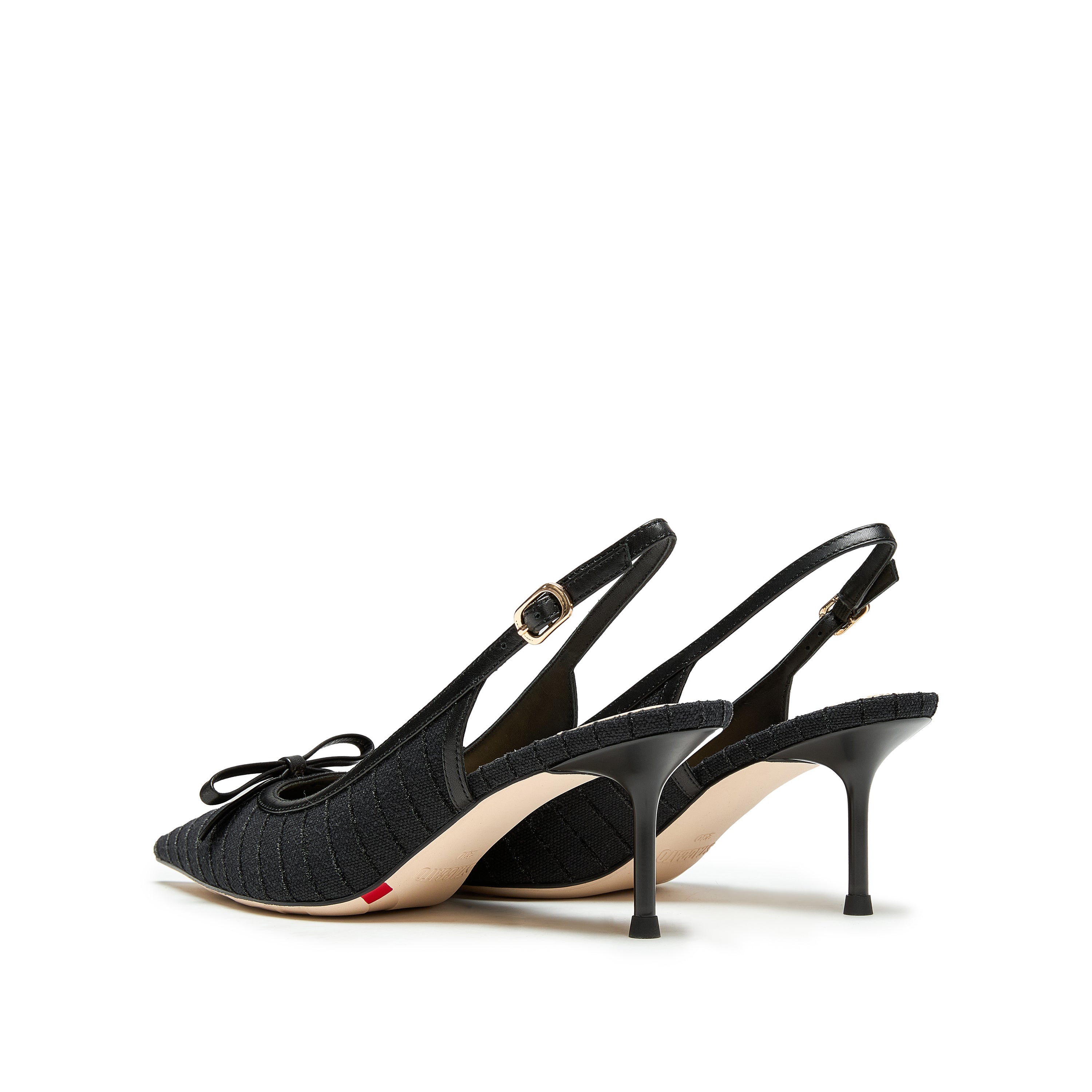 Black Slingback Bow Heels