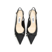 Black Slingback Bow Heels