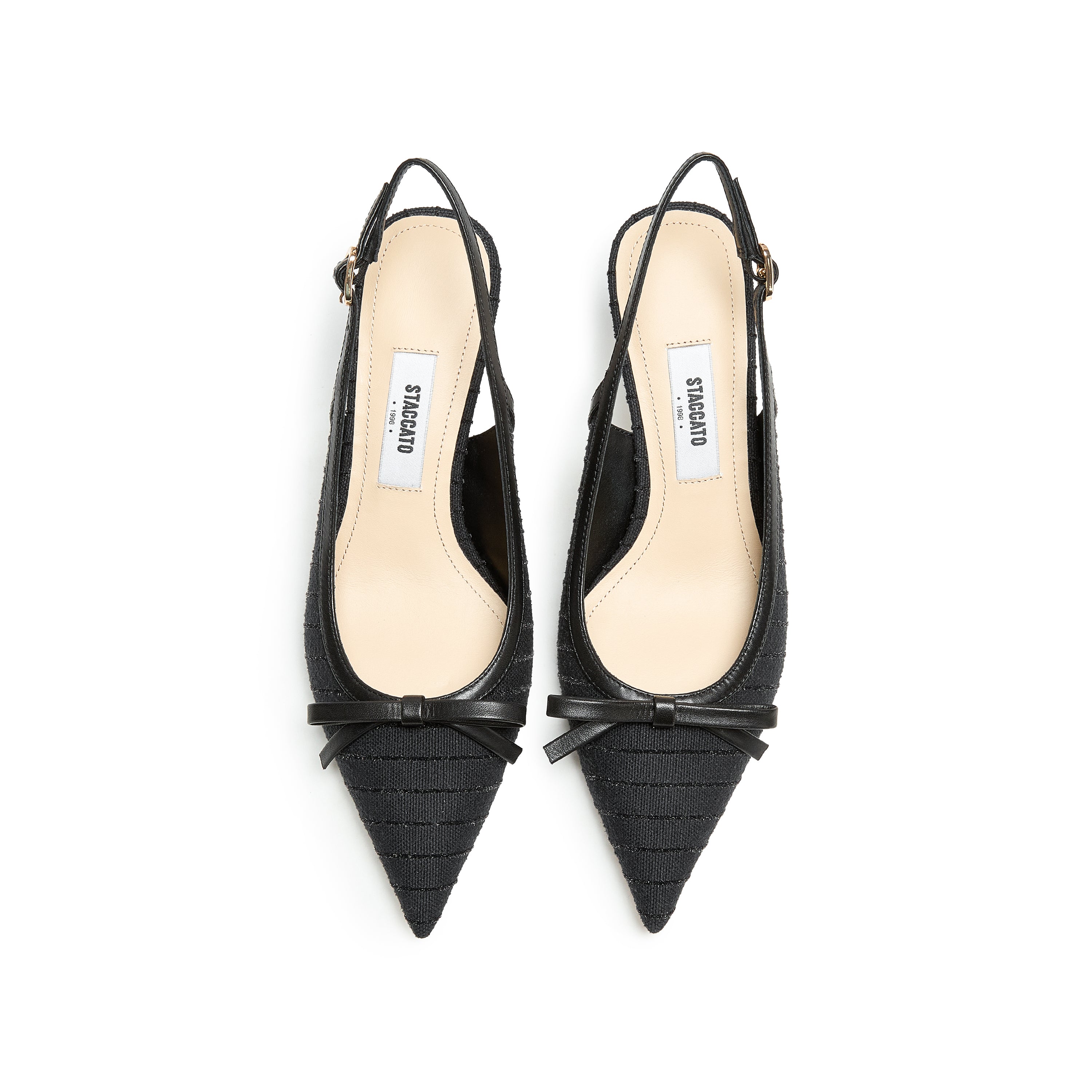 Black Slingback Bow Heels