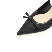 Black Slingback Bow Heels