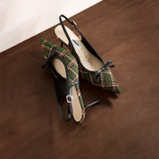 Black Slingback Bow Heels