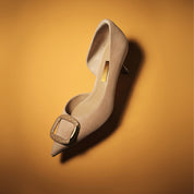 Suede D'Orsay Pointed Toe Buckle Heels Pumps