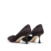 Suede D'Orsay Pointed Toe Buckle Heels Pumps