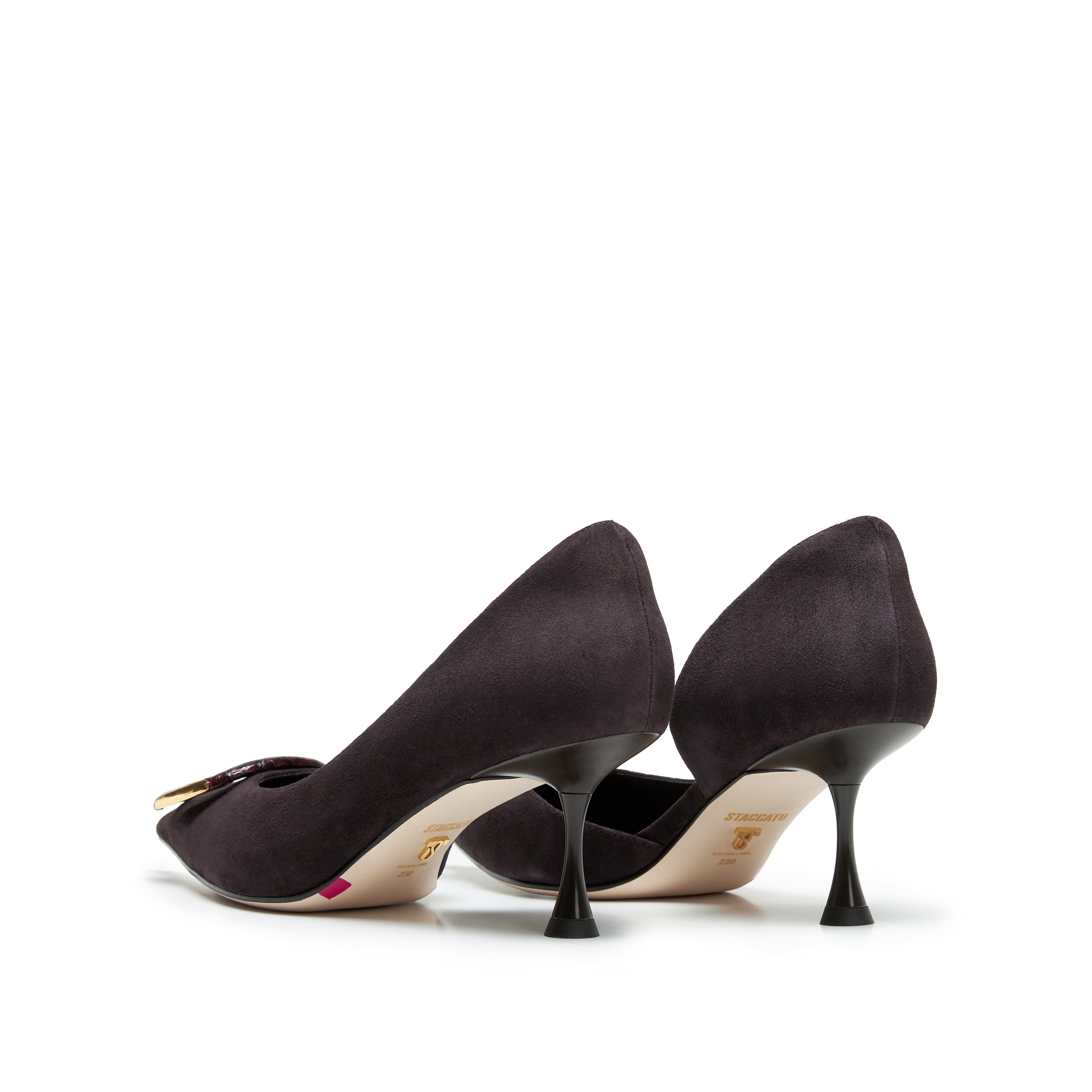 Suede D'Orsay Pointed Toe Buckle Heels Pumps