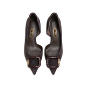 Suede D'Orsay Pointed Toe Buckle Heels Pumps