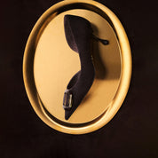 Suede D'Orsay Pointed Toe Buckle Heels Pumps
