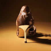 Leopard Print Calf Hair Crystal Buckle D'Orsay Pumps
