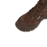 Brown Suede Sporty Chunky Lace Up Combat Boots