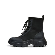Black Knit Sock Boots with Crystal Buckle & Chunky Sole