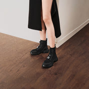 Black Knit Sock Boots with Crystal Buckle & Chunky Sole