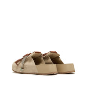 Taupe Suede Srappy Block Toe Sandals