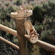 Taupe Suede Srappy Block Toe Sandals