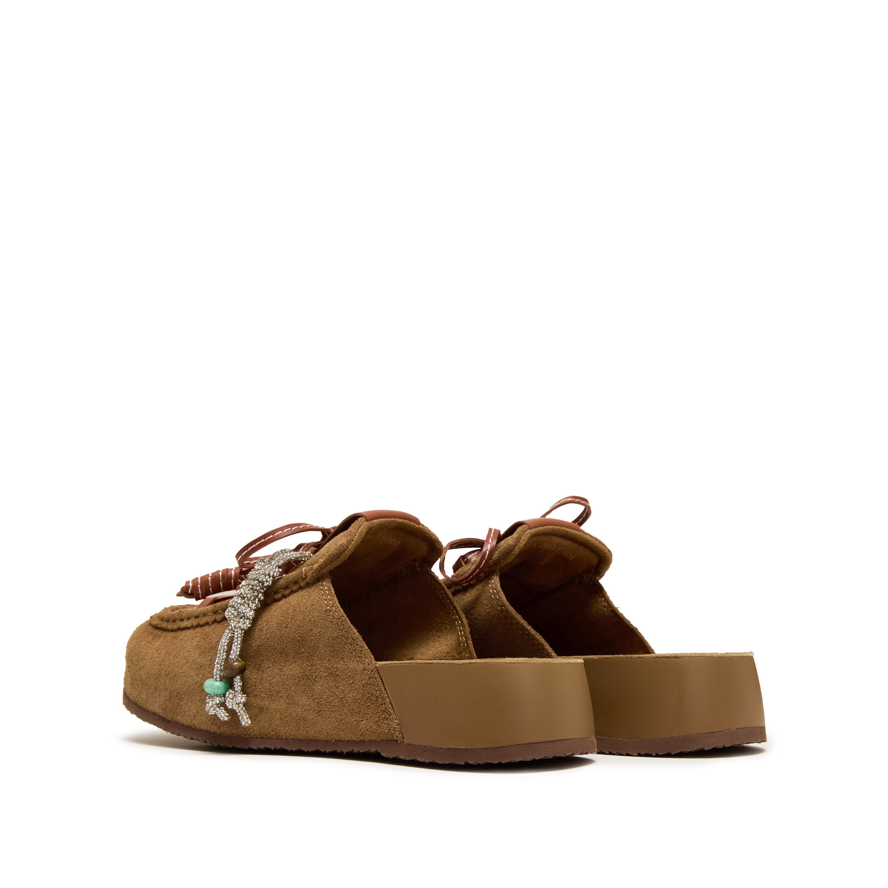 Brown Suede Srappy Block Toe Sandals