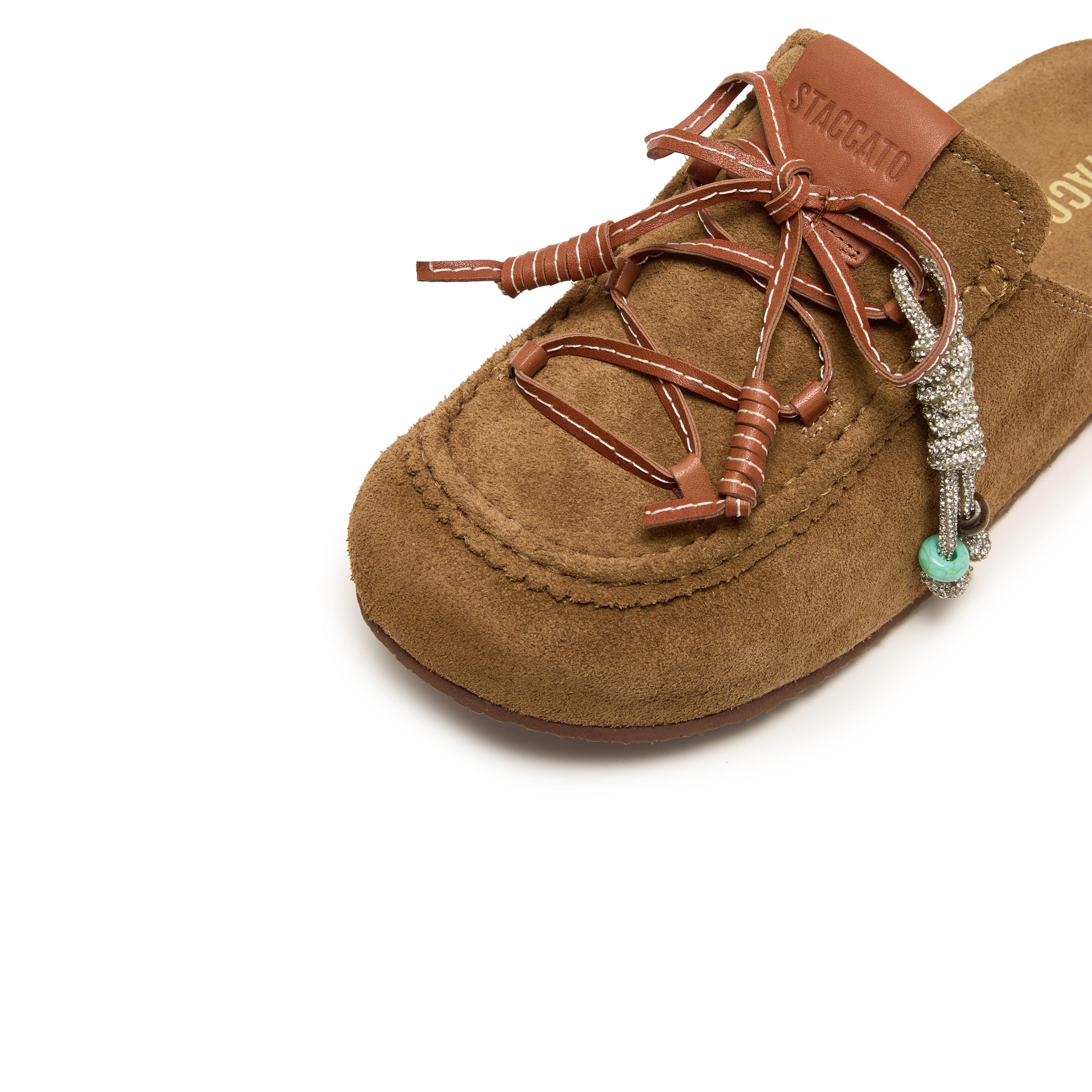 Brown Suede Srappy Block Toe Sandals