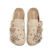 Taupe Crystal Fireworks Block Toe Sandals