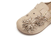 Taupe Crystal Fireworks Block Toe Sandals