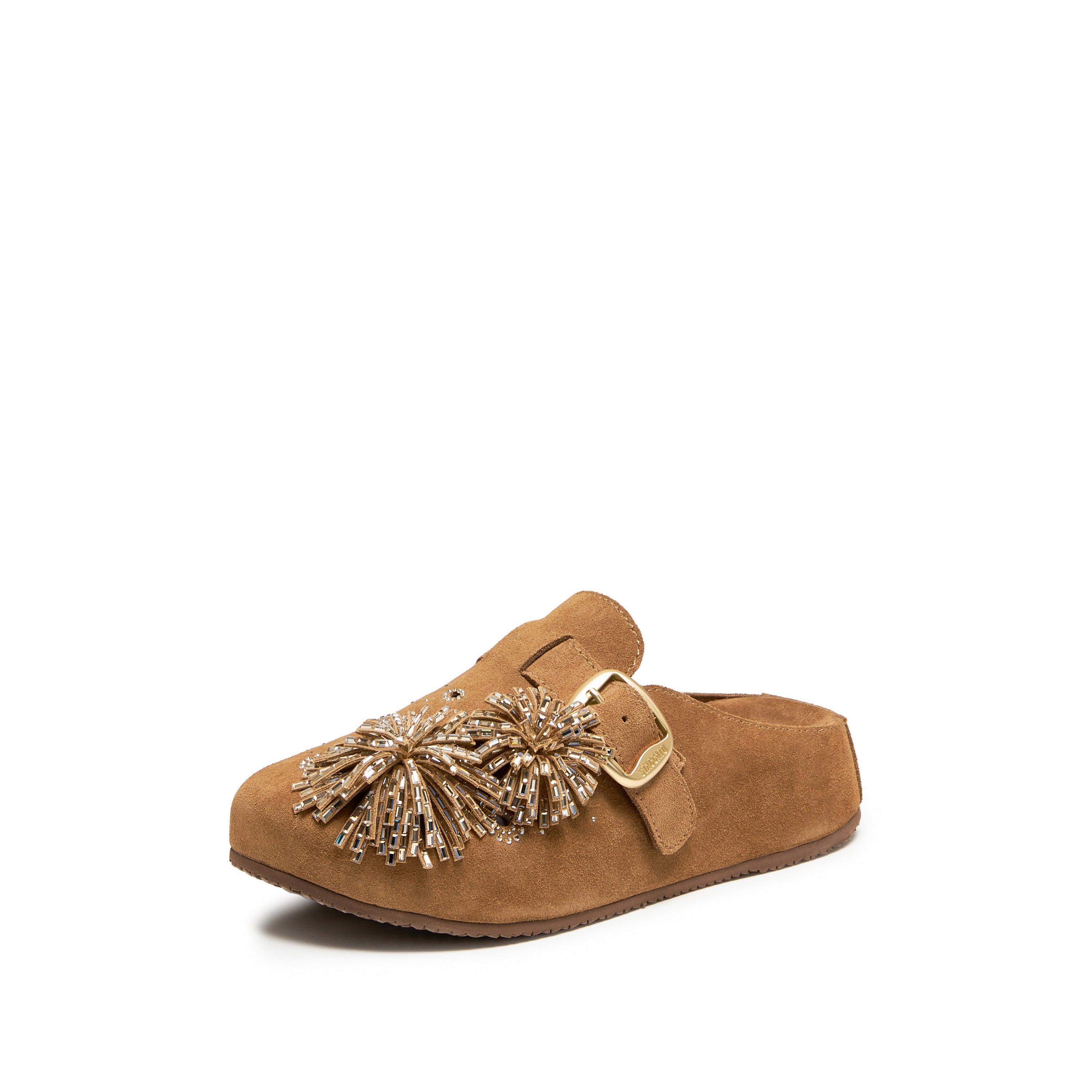 Camel Crystal Fireworks Block Toe Sandals