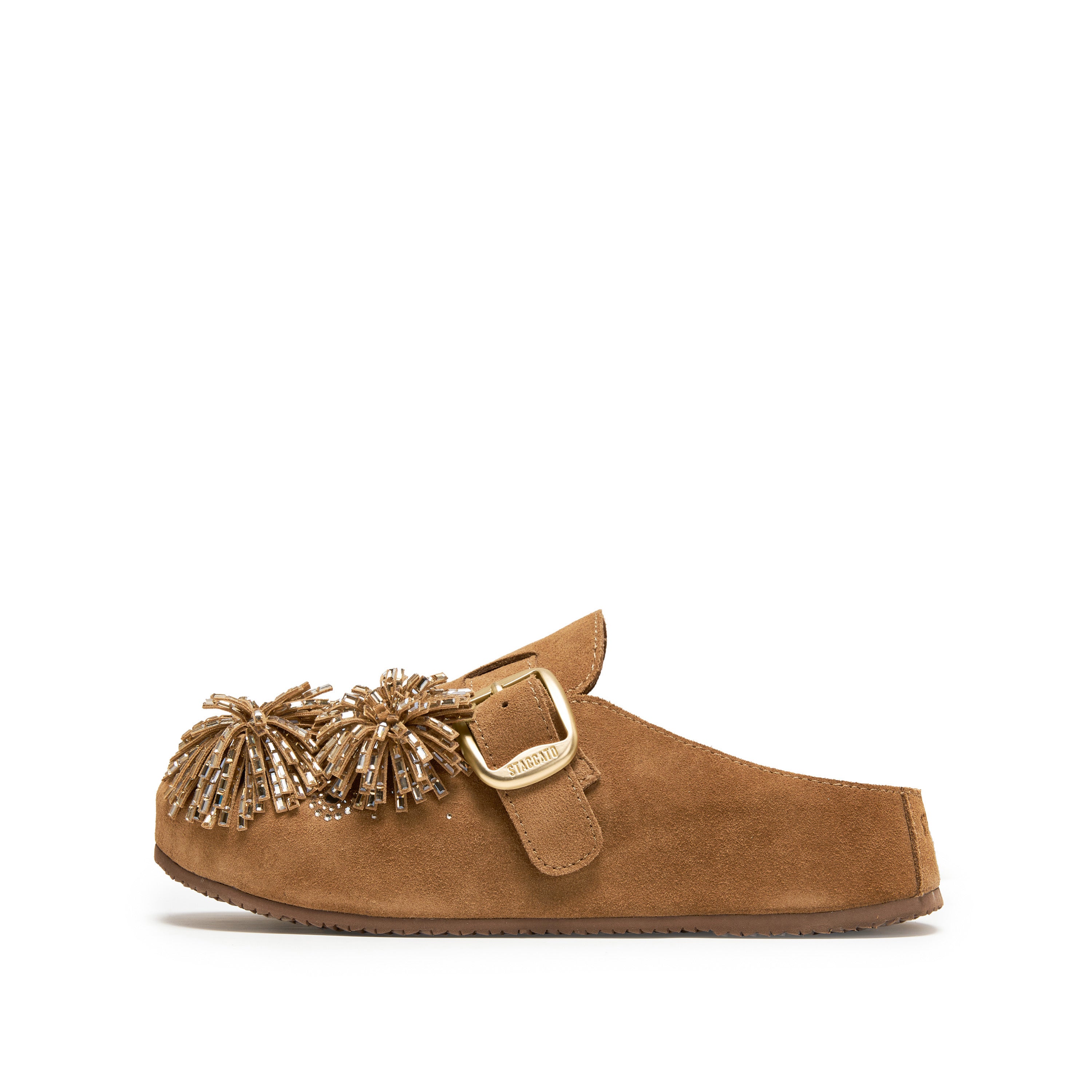 Camel Crystal Fireworks Block Toe Sandals