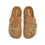 Camel Crystal Fireworks Block Toe Sandals