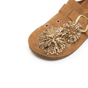 Camel Crystal Fireworks Block Toe Sandals