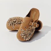 Camel Crystal Fireworks Block Toe Sandals