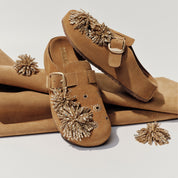 Camel Crystal Fireworks Block Toe Sandals