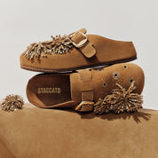 Camel Crystal Fireworks Block Toe Sandals
