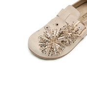 Beige Crystal Fireworks Strap Shoes