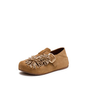 Brown Crystal Fireworks Strap Shoes